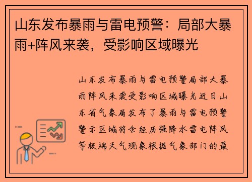 山东发布暴雨与雷电预警：局部大暴雨+阵风来袭，受影响区域曝光